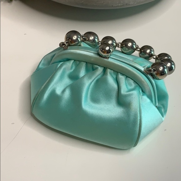 Tiffany and Co Vintage Satin Bead Evening Bag silver bead - Picture 2 of 12